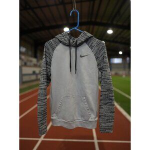 Nike Mens Dri-Fit Hoodie Gray/Black Size S Athletic Pullover With Kangaroo Pocke
